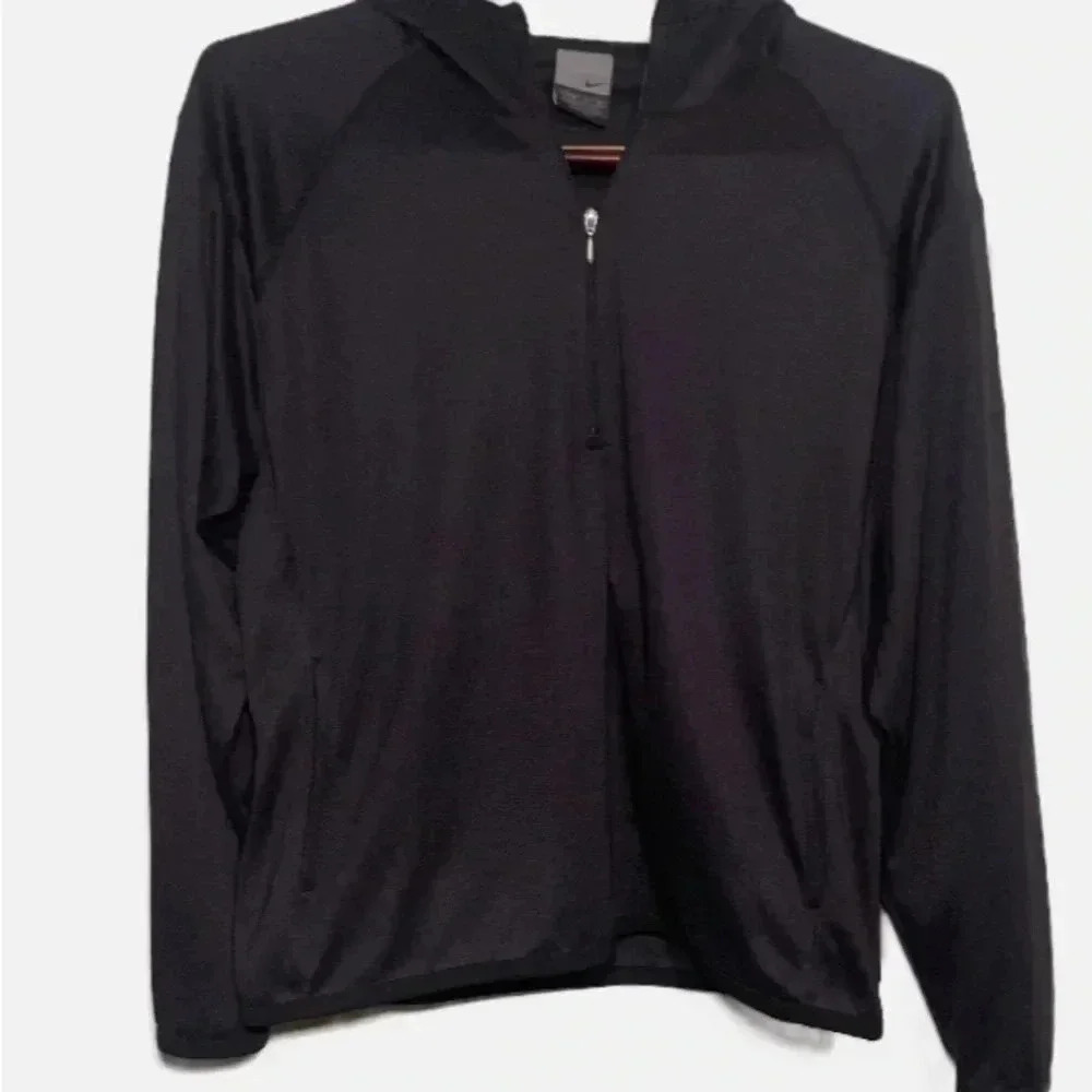 Nike Dri fit women’s 3/4 zip black hooded pullover jacket